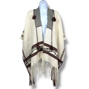 Ulla Johnson Sweater Womens O/S Sacha Ethic Tribal Print Baby Alpaca Wrap Kimono